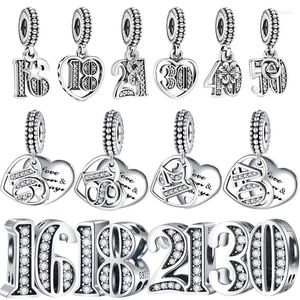 Loose Gemstones Lucky Number Charm Pendant Plata De Ley 925 Fit Original Bracelets For Women Silver Letter Charms Beads Jewelry