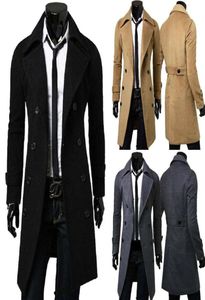2020 Английский стиль, мужские шерстяные тренчи, куртка, классический тонкий бушлат с лацканами, мужские зимние двубортные длинные пальто, верхняя одежда4021014