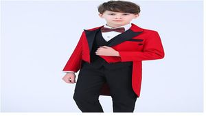 New Design Red Tailcoat Boy Formal Wear Handsome Boy Kid Attire Wedding Wear Birthday Party Prom Suitjacketpantstievest 252212721