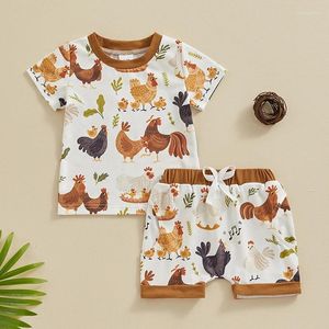 Clothing Sets Cute Summer Toddler Girl Shorts 2 Pcs Outfit Cartoon Hen Print Short Sleeve Round Neck T-Shirt With Set