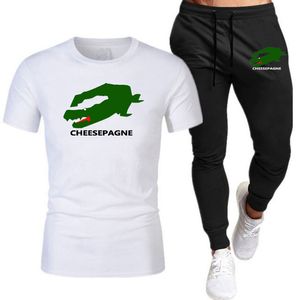 2024 New Mens Tracksuit Cotton T-shirts Casual Sweatpants Gym Short Sleeve Outfits Male Casual O-Neck Tees Jogging Suit