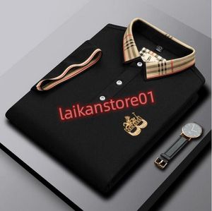 High End broderad kortärmad bomullspolo skjorta män s t shirt koreanska modekläder sommar lyxig topp asiatisk storlek m l xl xxl xxxl 2024