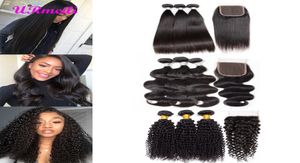 deep wave bundles with closure 10a grade raw virgin indian unprocessed body wave kinky curly loose wave straight hair bundles with3848446