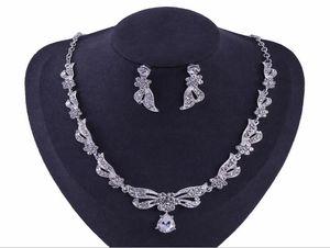 Mode kvinnliga Rhinestone Pendant Statement Halsband örhängen set smycken set mode smycken brud bröllopsklänning smycken set9729773