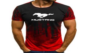 Męskie krótkie rękawie Mustang Car Tshirt Summer Casual Cotton Gradient T SHIRTS Fashion Hip Hop Harajuku Męska marka Tee x12146419897