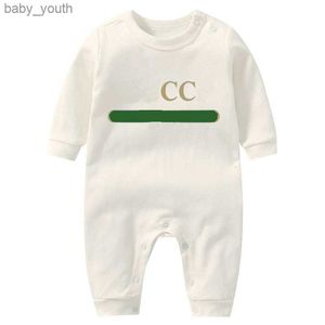 In stock newborn kids Rompers baby Boys girls Fashion designer print luxury pure cotton Long sleeve jumpsuit G007