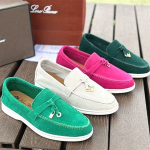 7a top quality Women's Outdoor Dress Shoes man fashion Designer tasman loafers loro summer walk piano Flat Heel Casual shoe Luxury moccasin slip on suede gift sneakers