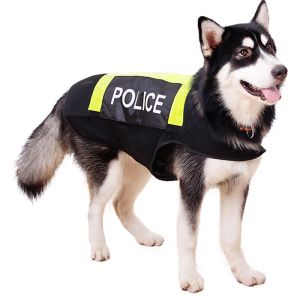 Giacche Gilet riflettente per cani di grandi dimensioni Costumi di polizia per cani da lavoro Vestiti Tessuto a rete traspirante Stile pattuglia per Golden Bulldog Husky