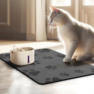 Mats Pet Feeding Mat No Stains Quick Dry Absorbent Dog Mat Cat Dog Paw Prints Pattern Placemats for Food and Water Bowl Pet Supplies