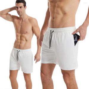 Pantaloncini da uomo taglia americana elasticizzata su quattro lati Athleisure tinta unita allentata 2024 pantaloni da spiaggia estivi multitasche a secco