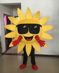 traje de mascote de girassol do sol