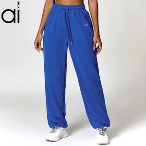 AL Yoga Soho Sweatpants Stretch High-Waist Break Line Jogger Pants 3D Logo Lovers Sportswear Solstice Lantern Trousers Heavy Weight Casual Relaxed-Fit Dance Pants