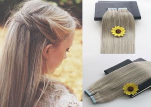 Tape in human hair extensions 40pcs Pgrey613 Piano color Blonde Brazilian Hair Skin Weft Tape Hair Extensions 100g double drawn t6434071