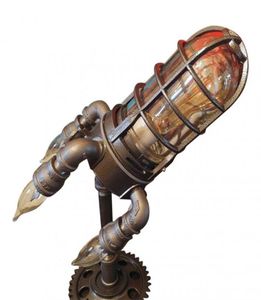 Nachtlichter Licht Steampunk Industrial Rocket Ship Home Dekoration Lampe betrieben für Schlafzimmer Nachttisch2852333