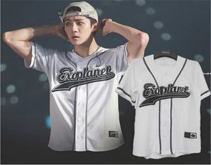 ソウルkpopユニセックスボタンダウンTシャツsummer summer topsファッション韓国ファンTEES 2103313637527のエクソルディウムTシャツ