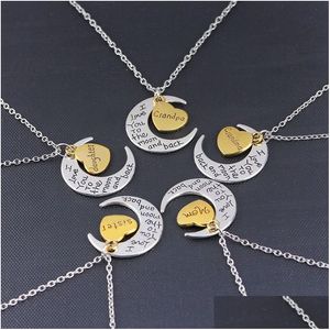 Pendant Necklaces Fashion Designer Necklace Woman I Love You Dad Mom Son Daughter Letter Sier Moon Heart Alloy Man Pendants Jewelry Dhva0