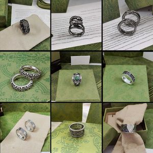 Luxury Designers Guhome g Band Rings S925 Sterling Silver Ancient Double Ring Hollow Daisy Love Fearless Elf Skull Snake Tiger Head Qdxy