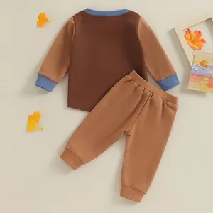 Set di abbigliamento Completi per ragazzi da bambino Girocollo in colore a contrasto Felpa casual Pantaloni con coulisse Set Tute per bambini