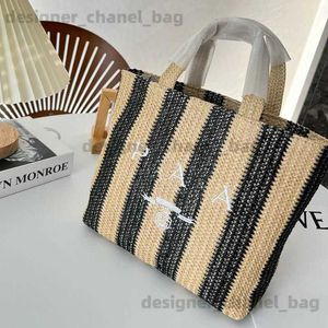 Totes moda totes saco carta sacos de compras lona designer mulheres str tricô bolsas verão praia sacos de ombro grande casual tote t240304