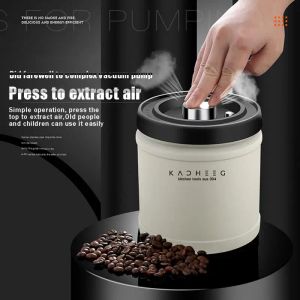 Tools Stainless Steel Airtight Coffee Container Storage Box Coffee Bean Jar Vacuum Sealed Can Food Kitchen Storage Organizer Container