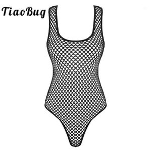 Fashion Women039s Hollow Fishnet Deep U Neck Sleeveless High Cut Leotard Bodysuit Festival Rave Party Sexy Clubwear Costume Jum4068573