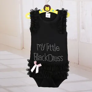 Pagliaccetti Abito nero Tutina per bambina Tutu di pizzo Tute nate Bambina Abbigliamento intero Camicia 0-2 anni Bebe Roupas Abbigliamento per neonati Cotone