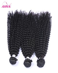 Indian Kinky Curly Virgin Human Hair Weave Pakiety nieprzetworzone surowe indyjskie dziewicze dziewicze Remy Curly Hair Extensons 3pcs Natural Black Sof6502954