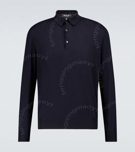 Дизайнерская мужская рубашка Polos Loro Piano Cotton Cotton Longleaded Polo Sweater частично застегнутая передняя мода осень и весенние вершины