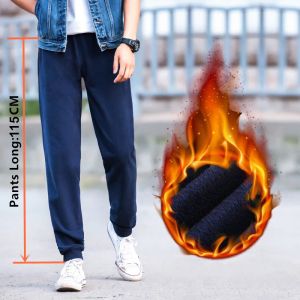 Sweatpants 115CM Extra Long Boys Sweatpants Tall Men Joggers Fleece Warm Trousers Harem Black Blue Sports Sweat Track Stretched Male Pants