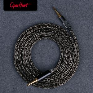 Tillbehör OpenHeart 8 Core hörlurarkabel 1 till 1 2,5 mm Jack för Beyerdynamic DT240 Pro 2M 3M Ersättningshifi -kabelsilverpläterad koppar