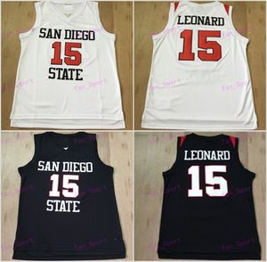 NCAA San Diego State Aztecs College # 15 Kawhi Leonard Jersey Azul Branco Universidade Costurado Kawhi Leonard Camisas de basquete