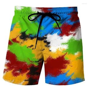 Pantaloncini da uomo 2024 Pantaloni casual con motivo a pigmenti colorati stampati in digitale 3D da spiaggia