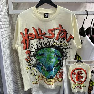 T-shirty Hellstar Męskie i damskie modne druk z krótkim rękawem z unikalnymi koszulkami Hip Hop w stylu wzoru 843