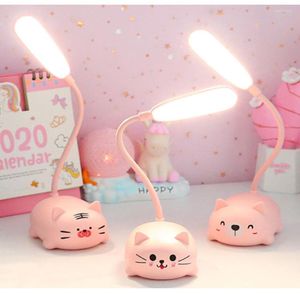 Night Lights USB Recharge Cartoon Cute Pet Bear Pig Cat Dog Led Table Light Child Eye Protection Warm White Desk Lamp Novelty Ligh9389326