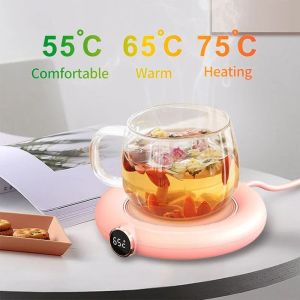 Tools USB Cup Warmer Mini Portable Coffee Mug Heating Coaster Smart Digital Display Thermostatic Adjustment Timing Heater for Milk Tea
