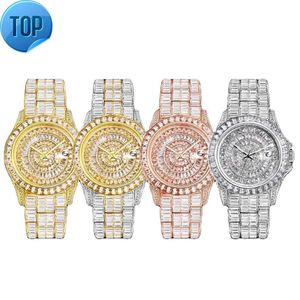 Kundenspezifische Großhandels-Moissanit-Diamant-Luxusvergoldete Quarz-Moissanit-Uhren aus 925er-Sterlingsilber