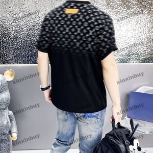 Xinxinbuy Men designer tee t shirt 2024 Gradient Letter Printing Short Sleeve Cotton Women