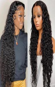 Lace Wigs Transparent Water Wave Front Wig 180 Density Wet And Wavy Curly Human Hair T Part12090832295267