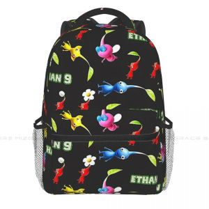 Mochila adesivo pacote de personalização gratuita mochilas pikmin colorido jogo casual impressão estudante saco de escola ravel sacos portátil mochila