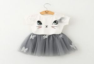 Bear Leader Vestiti per ragazze 2016 Marchio di abbigliamento per ragazze Set Abbigliamento per bambini Cartoon Cat Abbigliamento per bambini Ragazza del bambino TopsSkirt 26Y t4346496