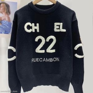 Designer Womens Francês Paris Knit Sweater Dois C Letra Bordado Frente Aconchegante Pulôver Estilo Clássico Top