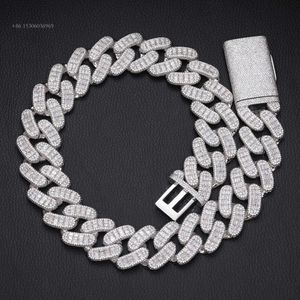 Big Guy 28Mm Baguette Moissanite Link Chain Sterling Sier VVS Lab Diamond Iced Out Hip Hop Jewelry Cuban Necklace