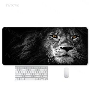 Almofadas animais leão tigre cavalo mouse pad gamer xl hd grande casa personalizado mousepad xxl tapete de borracha natural portátil desktop mouse pad