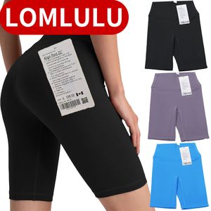 Lu Yoga Designer Kvinnor Yoga Slim-Fit Yoga Shorts Hög midja Höftlyft Sömlösa byxor Solid färg snabba torra byxor Sport Fitness Running Yoga Shorts