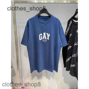 Erkek Gömlek Tasarımcısı Balenciga T Shirt Sweaters Moda Doğru Versiyon Gay Mektup Nakış Çift Gevşek Kol Mi1f