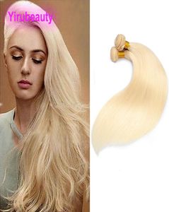 Brasilianska jungfruliga hårförlängningar 2 buntar 613 blond människohår rakt hår blond två stycken en set dubbel wefts9665708