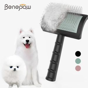 Pentes Benepaw Long Wire Pin Slicker Escova para Grande Cão Pet Grooming Pente Deshedding Fur Remove Longo Grosso Cabelo Solto Undercoat