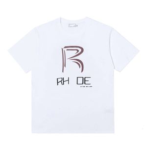 Designer Fashion Casual Rhde Classic Trendy High Street Flag Letter Tryckt unisex Youth Loose Cotton Round Neck Kort ärm T-shirt