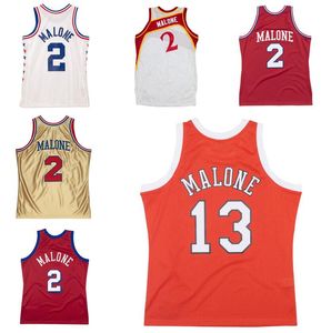 Genähtes Basketballtrikot Moses Malone 1982-83 93-94 Mesh Hardwoods Classics Retro-Trikots Herren Damen Jugend S-6XL Rot Weiß 2