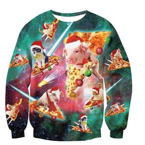 Brzydkie swetra w dużych rozmiarach Kobiety świąteczne swetry 3D dinozaur pies kota drukowana zabawna świąteczna bluza pullover skoczkowie 2012115315054